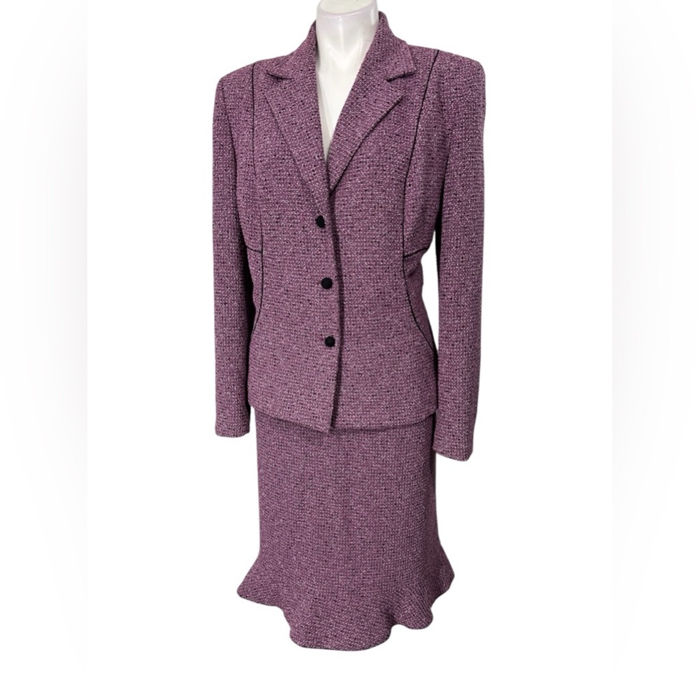 Kasper Purple Tweed Skirt Suit Set - Picture 2 of 6